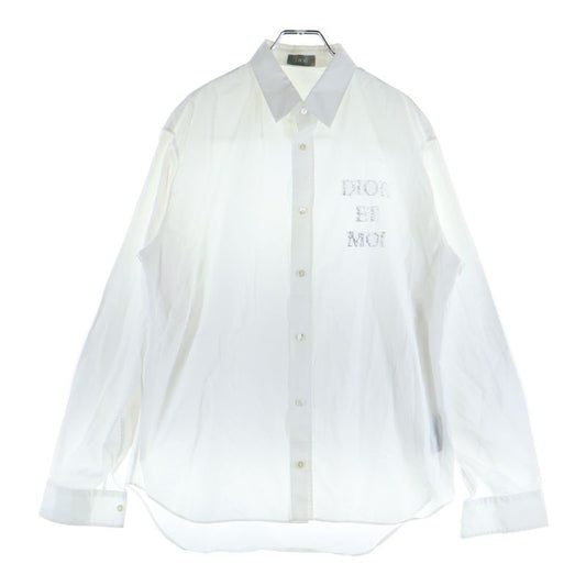 DIOR Sequined Logo Cotton Long Sleeve Shirt White 933c538a1581