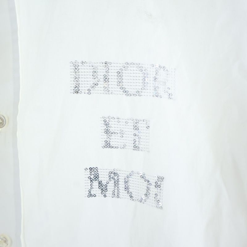 DIOR Sequined Logo Cotton Long Sleeve Shirt White 933c538a1581