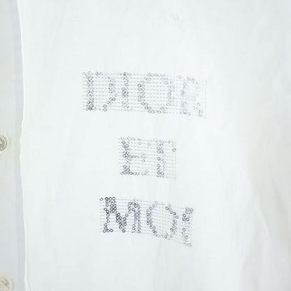 DIOR Sequined Logo Cotton Long Sleeve Shirt White 933c538a1581