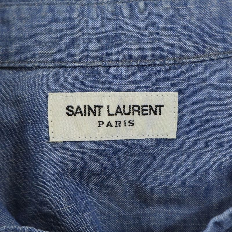 Saint Laurent Paris Western Denim Long-sleeved Shirt Indigo 597059