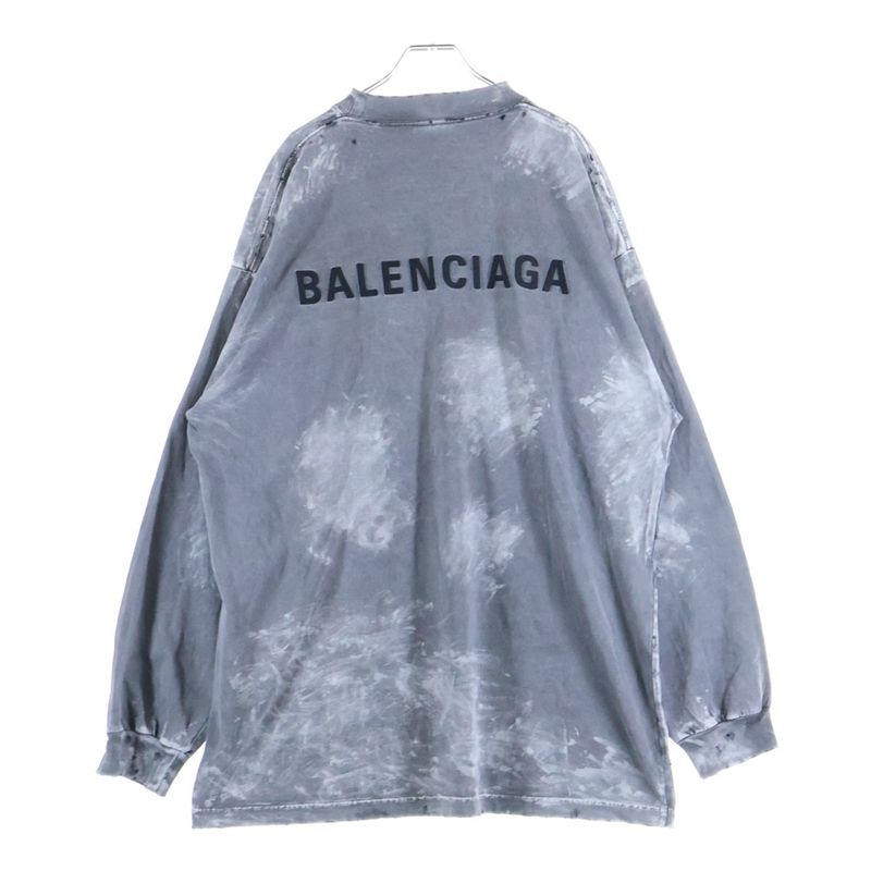 Balenciaga 24AW Large Fit Back Logo Damaged Long Sleeve T-shirt Long Tee Black
