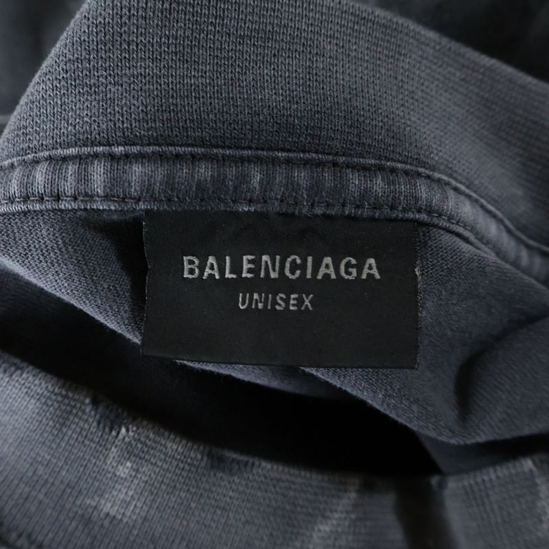 Balenciaga 24AW Large Fit Back Logo Damaged Long Sleeve T-shirt Long Tee Black