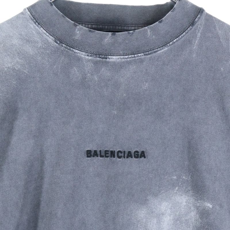 Balenciaga 24AW Large Fit Back Logo Damaged Long Sleeve T-shirt Long Tee Black