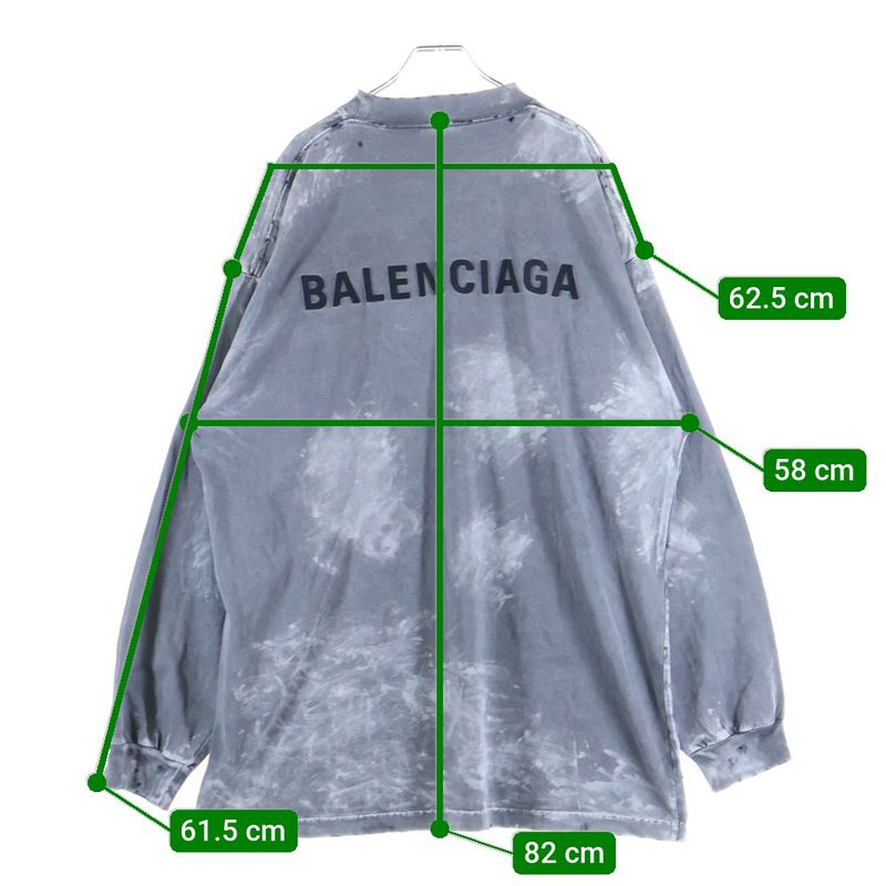 Balenciaga 24AW Large Fit Back Logo Damaged Long Sleeve T-shirt Long Tee Black
