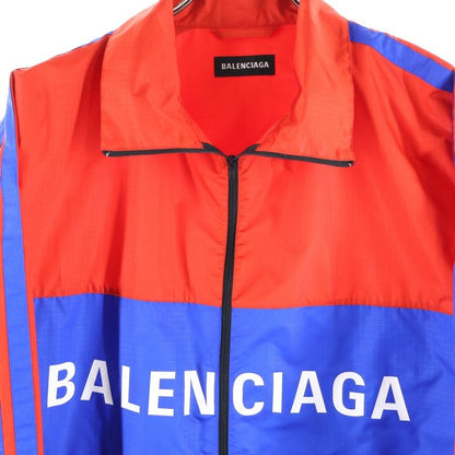 Balenciaga Zip Up Logo Jacket Zip Up Logo Nylon Jacket Poplin Jacket Blue/red