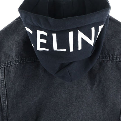 Celine Hood Logo Printed Trucker Jacket Black 2q472947f