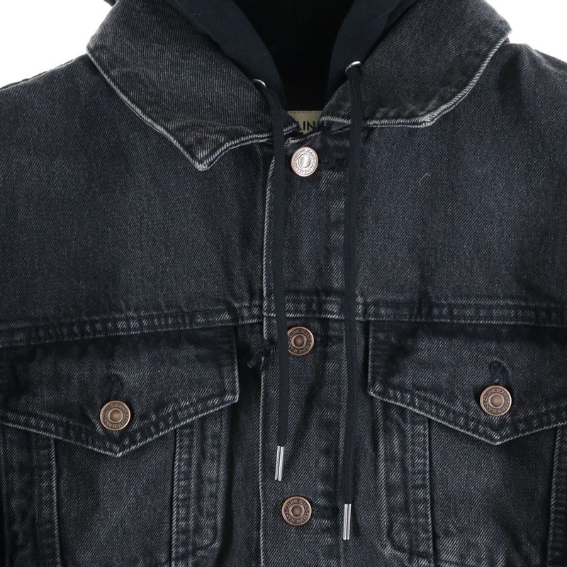 Celine Hood Logo Printed Trucker Jacket Black 2q472947f