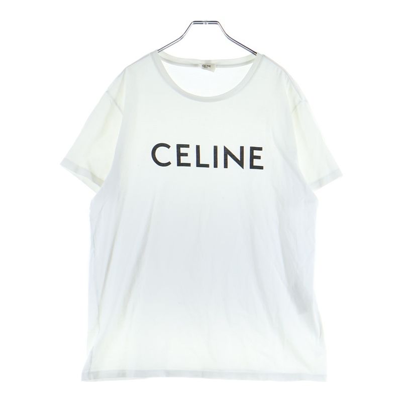 Celine Front Logo Crew Neck Short Sleeve T-shirt Cut And Sewn White 2x308916g