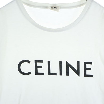 Celine Front Logo Crew Neck Short Sleeve T-shirt Cut And Sewn White 2x308916g