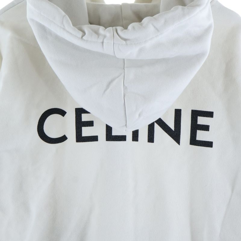 Celine 21AW Back Logo Print Loose Zip-up Hoodie White 2y496052h