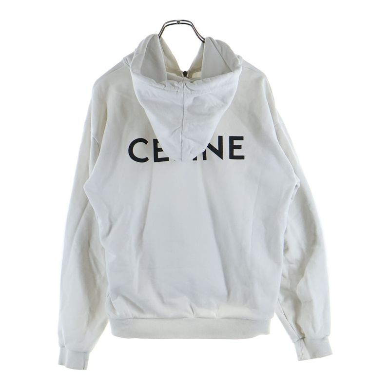 Celine 21AW Back Logo Print Loose Zip-up Hoodie White 2y496052h