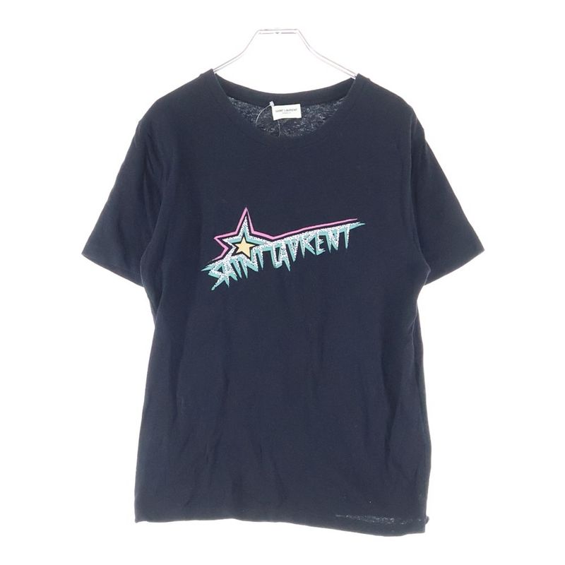 Saint Laurent Paris Logo T-shirt Logo Print Short Sleeve T-shirt Black 579020