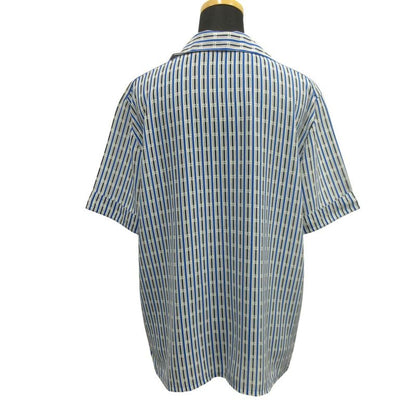 Christian Dior 90's Open Collar Shirt Blouse Cut and Sewn Stripe Short Sleeves