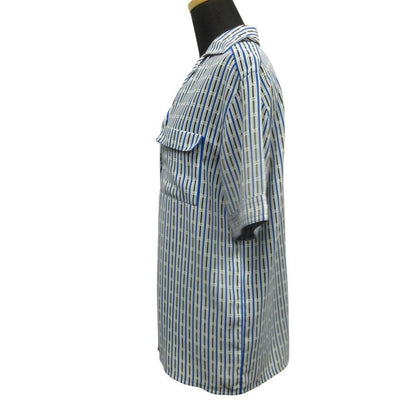 Christian Dior 90's Open Collar Shirt Blouse Cut and Sewn Stripe Short Sleeves