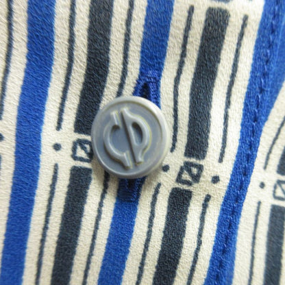 Christian Dior 90's Open Collar Shirt Blouse Cut and Sewn Stripe Short Sleeves