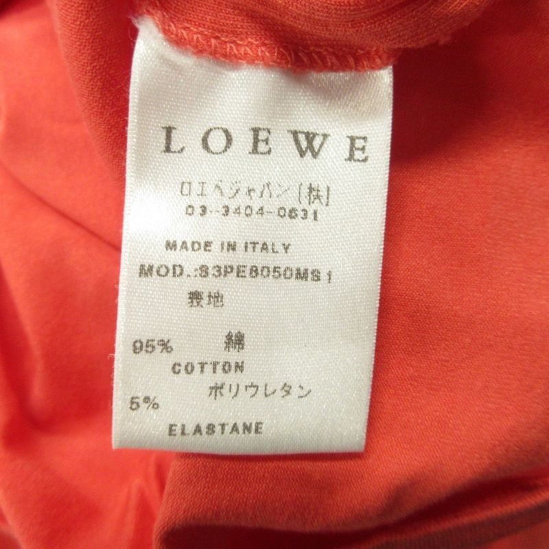 Loewe Logo Embroidery T-Shirt Cut and Sewn Stretch Old Vintage L Pink Red