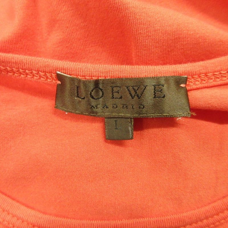 Loewe Logo Embroidery T-Shirt Cut and Sewn Stretch Old Vintage L Pink Red