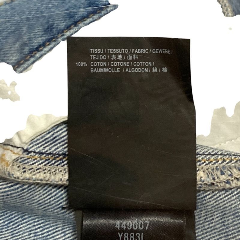 Saint Laurent Paris Heart Studded Denim Shorts 449007 Size 24 Blue Women Used