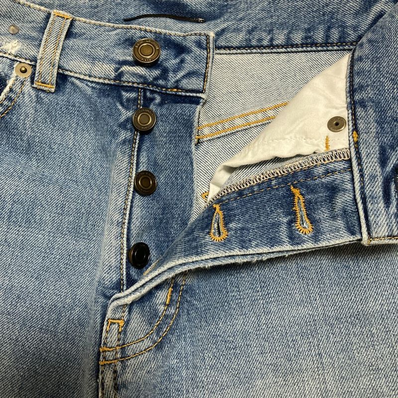 Saint Laurent Paris Heart Studded Denim Shorts 449007 Size 24 Blue Women Used