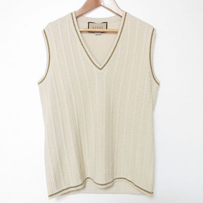 Gucci Michele Period V-Neck Knit Vest 653334 Size M Ivory Women Used