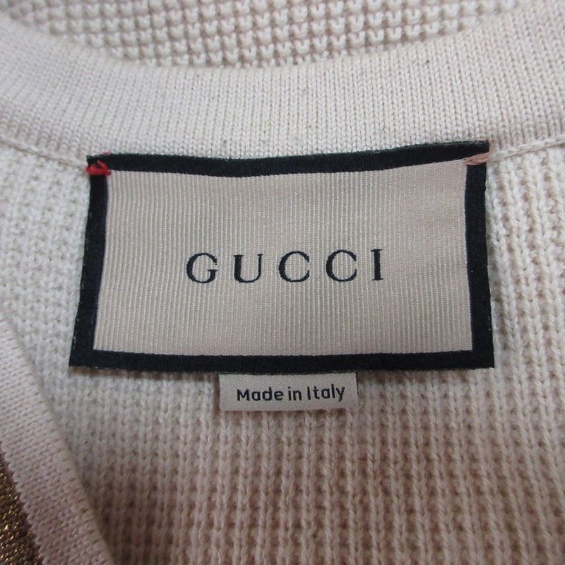 Gucci Michele Period V-Neck Knit Vest 653334 Size M Ivory Women Used