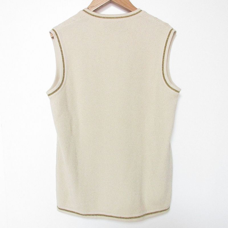 Gucci Michele Period V-Neck Knit Vest 653334 Size M Ivory Women Used
