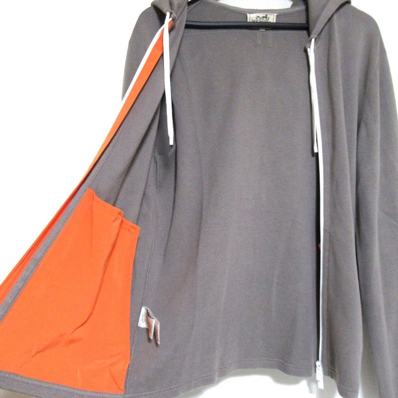 Hermes Cotton Cashmere Blend Zip Up Knit Hoodie Size S Gray Men's Used