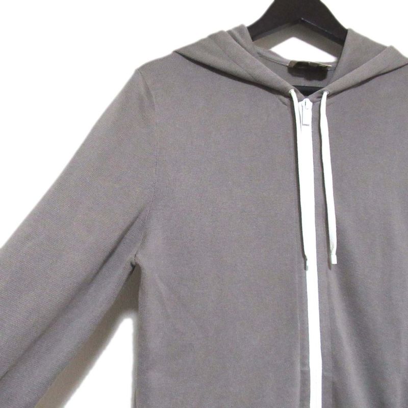 Hermes Cotton Cashmere Blend Zip Up Knit Hoodie Size S Gray Men's Used