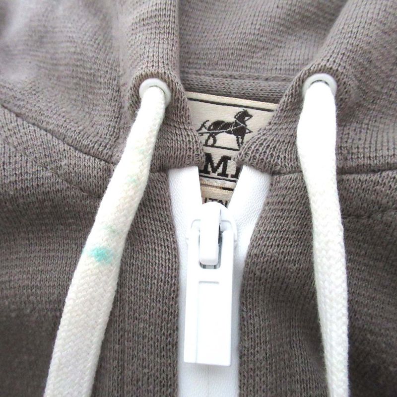 Hermes Cotton Cashmere Blend Zip Up Knit Hoodie Size S Gray Men's Used
