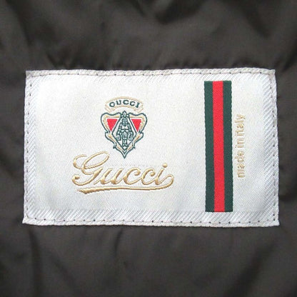 Gucci Sleeve Leather Cutout Padded Nylon Blouson Jacket 253498 Size 52 Khaki X