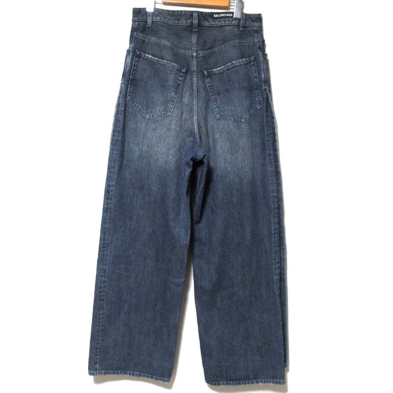 23aw Balenciaga Double Side Pants Double Side Wide Leg Denim Pants Size XS