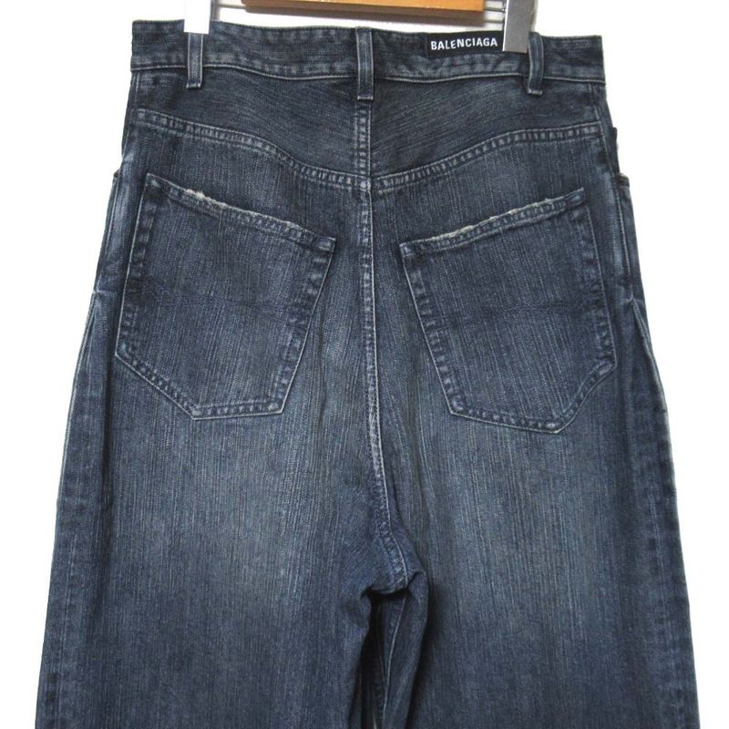 23aw Balenciaga Double Side Pants Double Side Wide Leg Denim Pants Size XS
