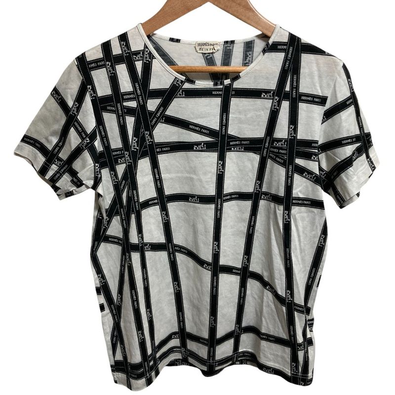 Hermes Margiela Period Bolduc Ribbon Print Short Sleeve Cut and Sewn T-Shirt XS