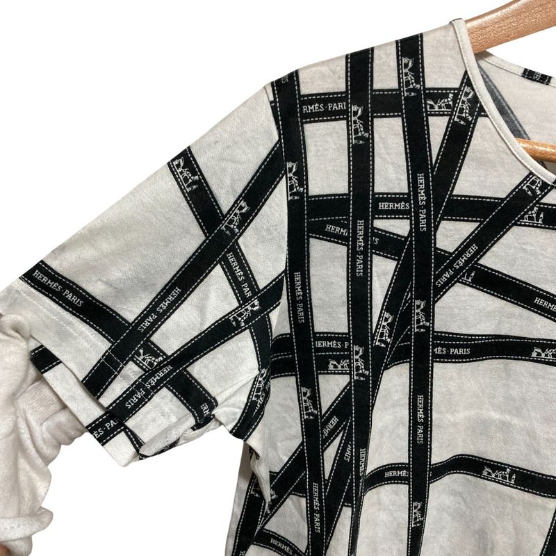 Hermes Margiela Period Bolduc Ribbon Print Short Sleeve Cut and Sewn T-Shirt XS