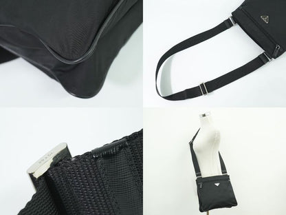 Authentic Prada Tessuto Shoulder Bag Pochette Nylon Black Va0563 Tessuto Bag