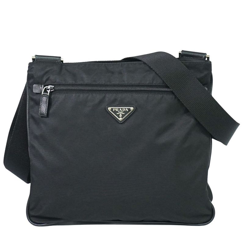 Authentic Prada Tessuto Shoulder Bag Pochette Nylon Black Va0563 Tessuto Bag