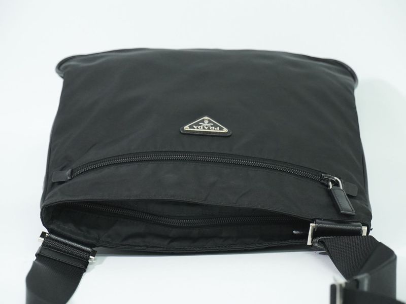 Authentic Prada Tessuto Shoulder Bag Pochette Nylon Black Va0563 Tessuto Bag