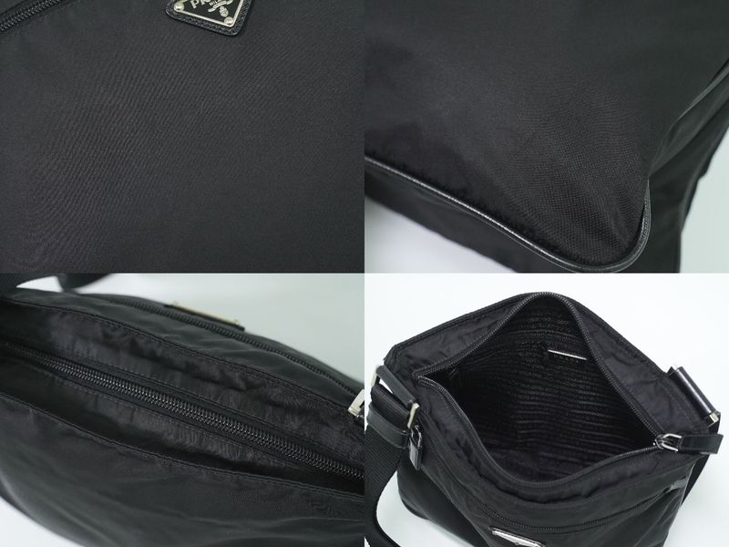 Authentic Prada Tessuto Shoulder Bag Pochette Nylon Black Va0563 Tessuto Bag