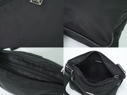 Authentic Prada Tessuto Shoulder Bag Pochette Nylon Black Va0563 Tessuto Bag