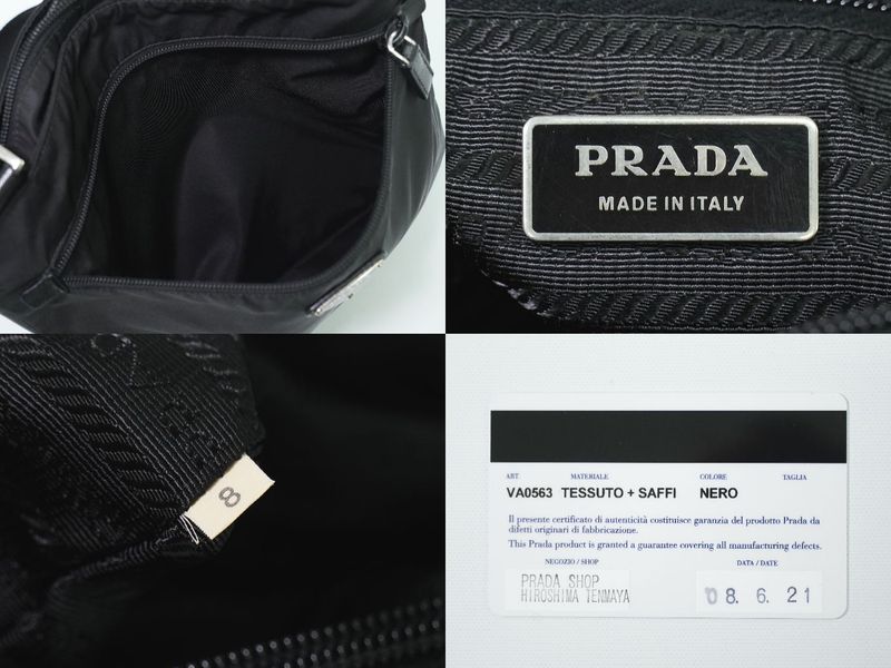 Authentic Prada Tessuto Shoulder Bag Pochette Nylon Black Va0563 Tessuto Bag