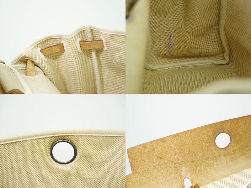 Authentic Hermes Herbag MM Toile Ash 2WAY Shoulder Bag Handbag □E Engraved