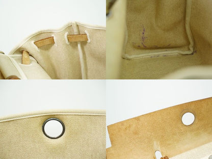 Authentic Hermes Herbag MM Toile Ash 2WAY Shoulder Bag Handbag □E Engraved