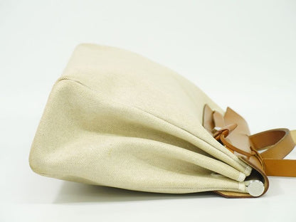 Authentic Hermes Herbag MM Toile Ash 2WAY Shoulder Bag Handbag □E Engraved