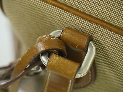 Authentic Prada Logo Jacquard Tote Handbag Canvas Beige Brown Bag Pre-owned