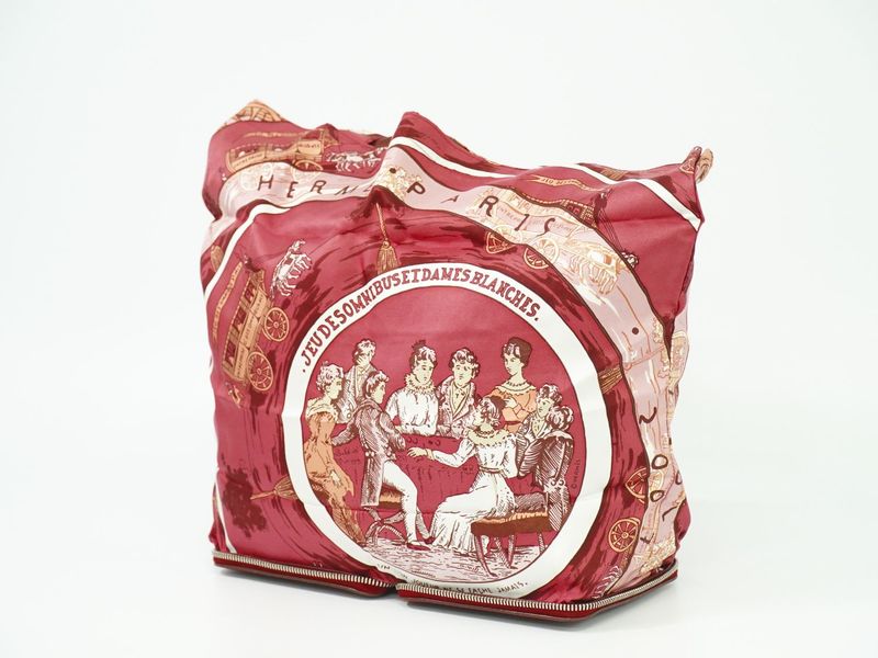 Object Hermes Silky Pop Folding Eco Bag Tote Bag Silk Leather Bordeaux Silky