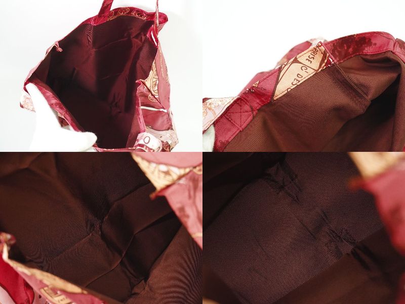 Object Hermes Silky Pop Folding Eco Bag Tote Bag Silk Leather Bordeaux Silky