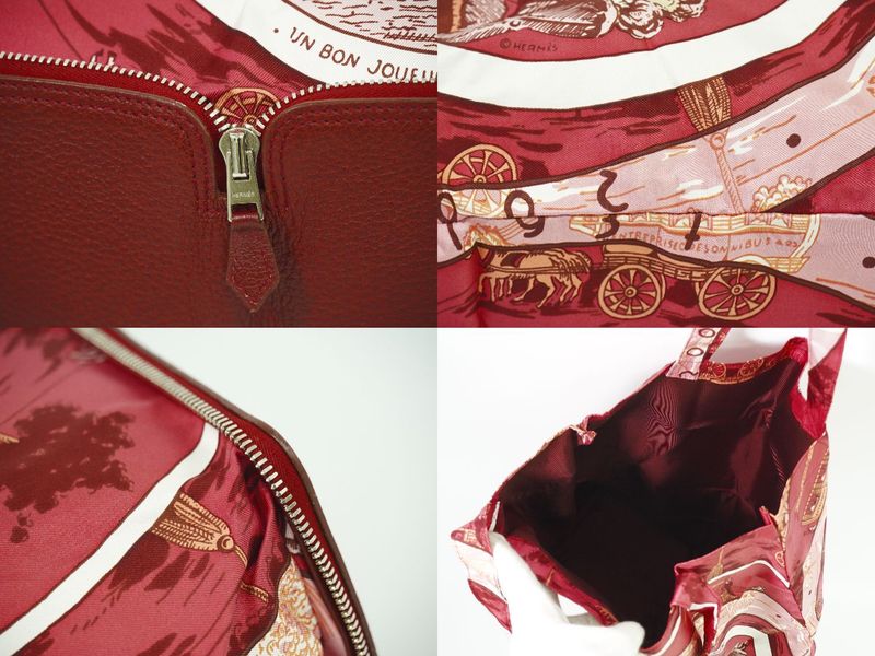 Object Hermes Silky Pop Folding Eco Bag Tote Bag Silk Leather Bordeaux Silky