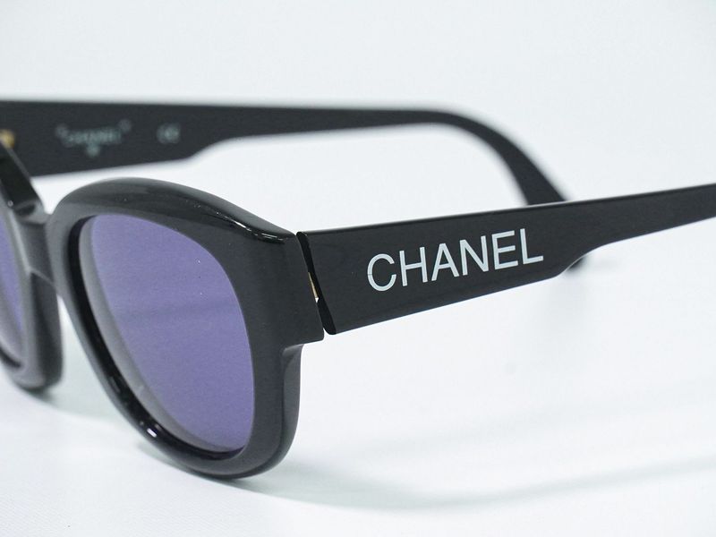 Authentic Chanel Logo Sunglasses Eyewear Plastic Black Blue 05247 94305 Glasses