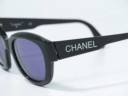Authentic Chanel Logo Sunglasses Eyewear Plastic Black Blue 05247 94305 Glasses