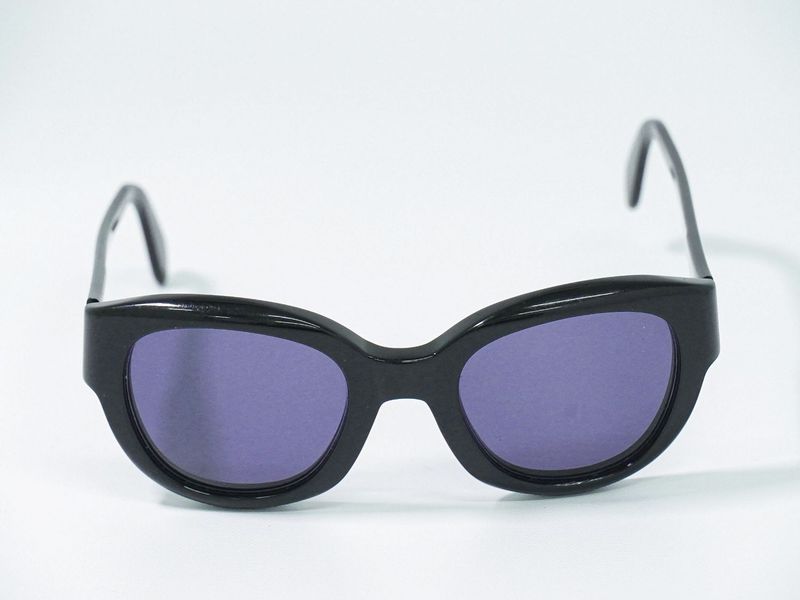 Authentic Chanel Logo Sunglasses Eyewear Plastic Black Blue 05247 94305 Glasses